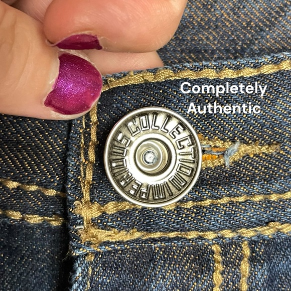 Vtg Y2K Delf Trading Imperious Mens Embroidered Blue Denim Skulls  W38 L32 - Picture 9 of 16